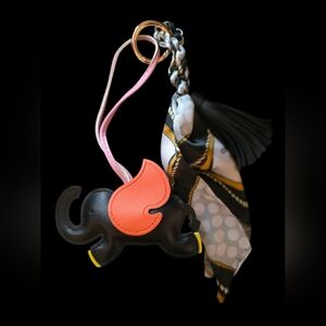 Elephant Vegan Leather Bag Charm w/ Scarf Accent